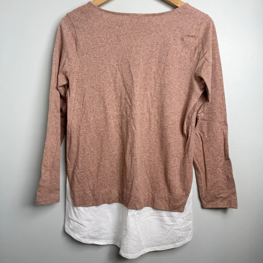 J Jill Women's XS Dusty Rose Layered Vneck Long Sleeve Top Cotton - Picture 7 of 7